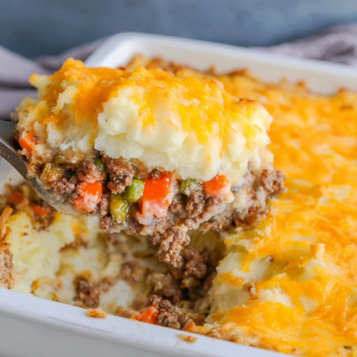 Delicious Ultimate Cheesy Shepherd's Pie, showcasing creamy mashed potatoes and flavorful beef with veggies.