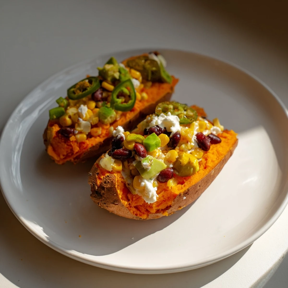 Golden Loaded Baked Sweet Potatoes bursting with flavorful toppings, perfect for a cozy weeknight.