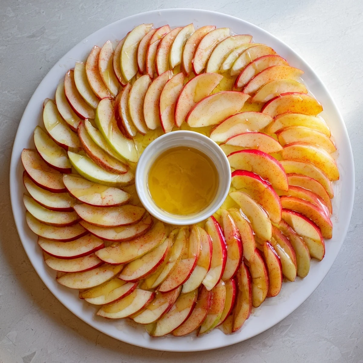 Fresh apple slices with caramel dip, perfect for dipping, a delightful appetizer.