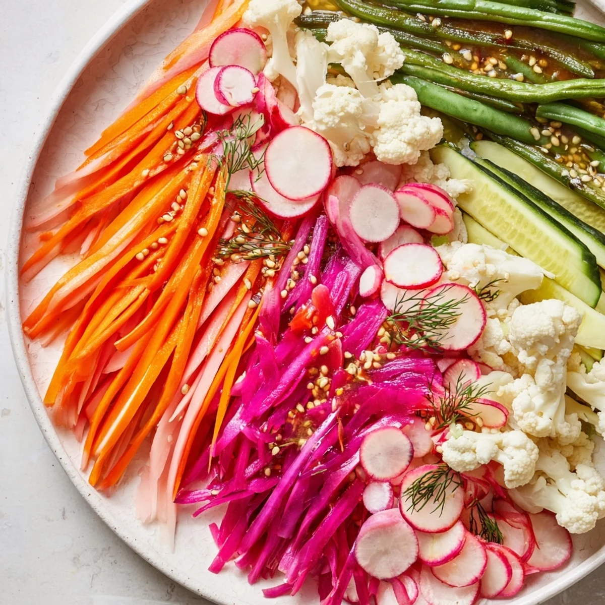 Vibrant The Pickled & Fermented Feast showcases colorful, tangy pickled veggies, perfect for an appetizing vegan side.