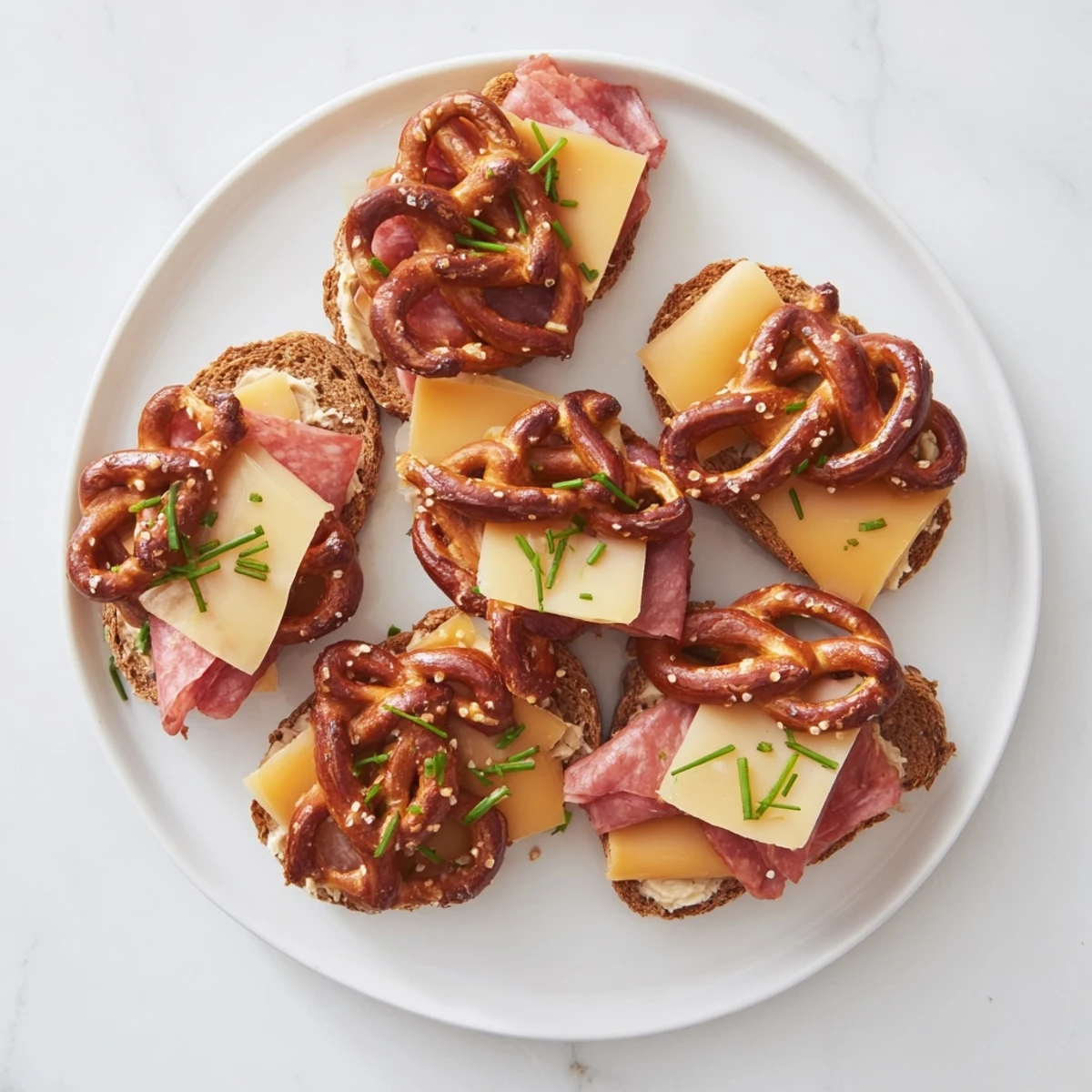 Savory The Lattice Window appetizer: a beautiful arrangement of pretzel sticks atop meats and cheeses.