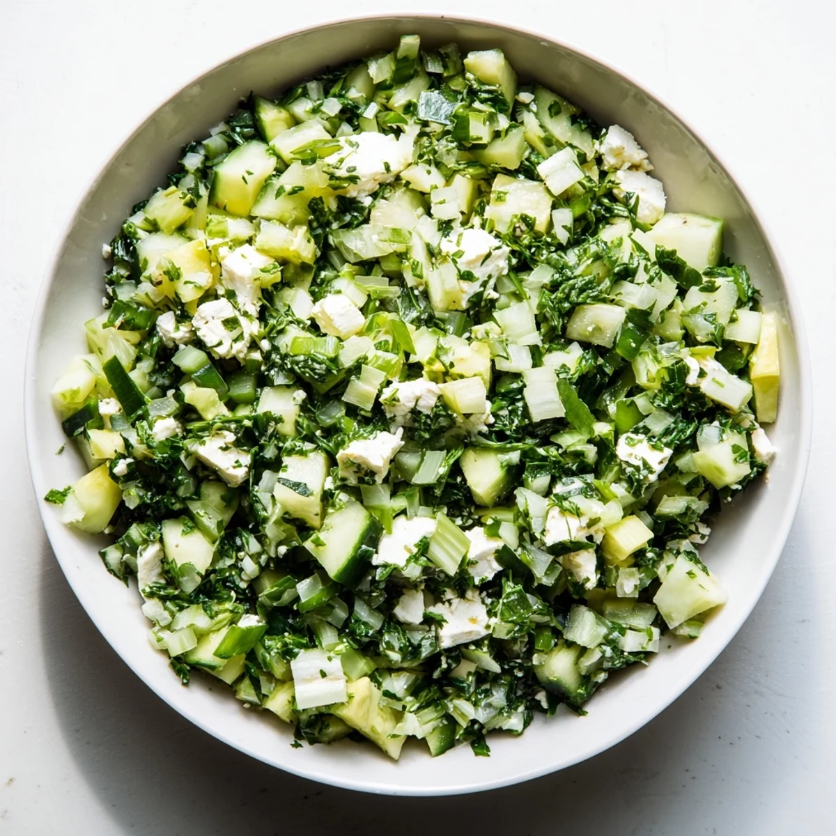 Creamy Green Goddess Cabbage Dip, a vibrant appetizer brimming with fresh vegetables and herbs, ready to serve.