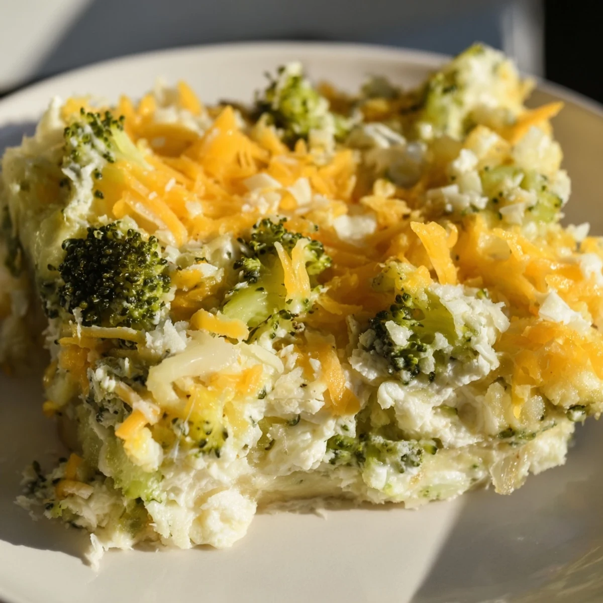 Warm, appetizing image of bite-sized Broccoli Casserole Bites with melted cheese and fresh broccoli.