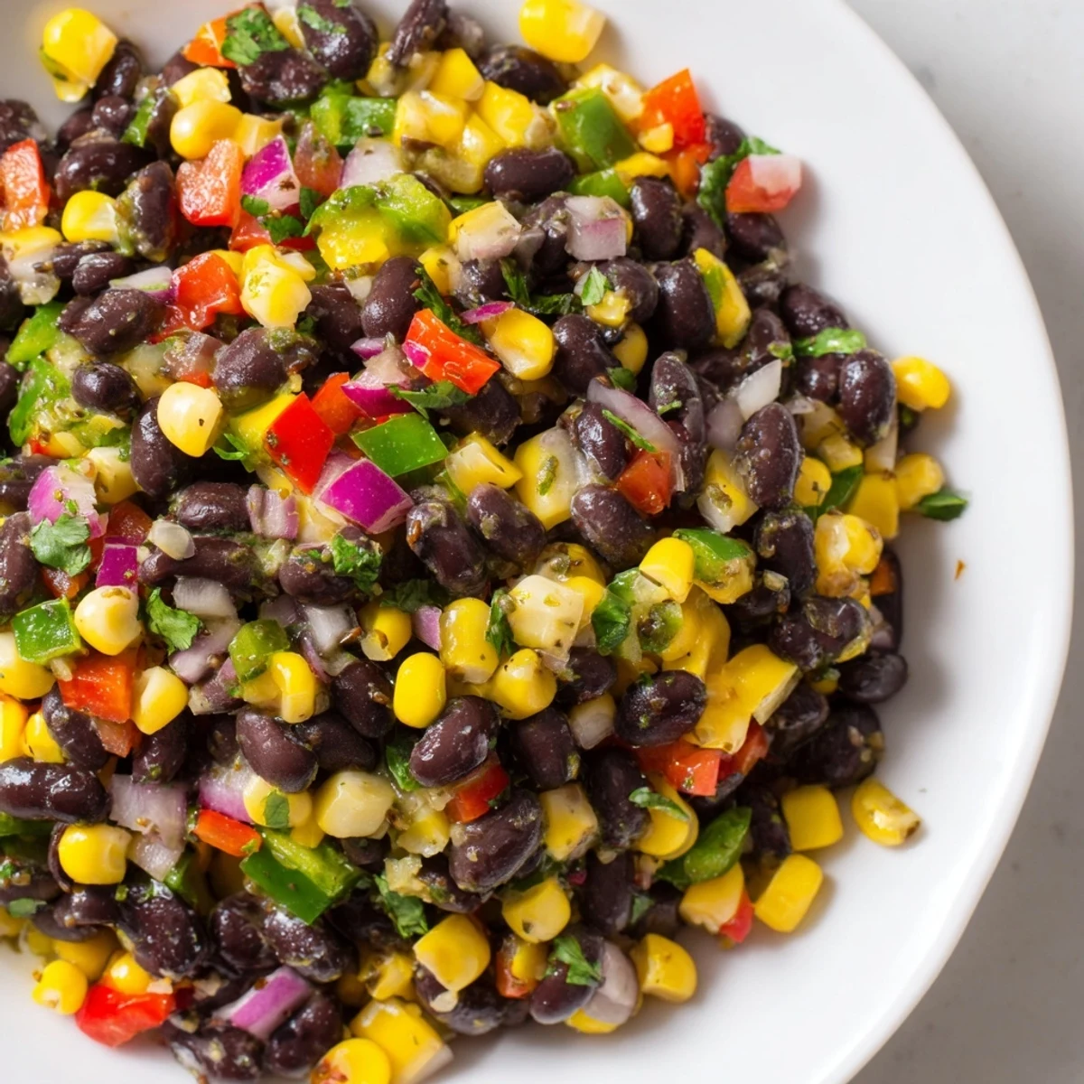 Vibrant Cowboy Caviar Salad bursts with colorful peppers, corn, and beans in a zesty lime dressing.