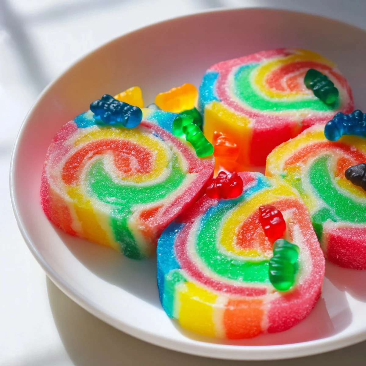Homemade Rainbow Candy Roll Ups, a quick and easy colorful dessert for kids or gatherings.