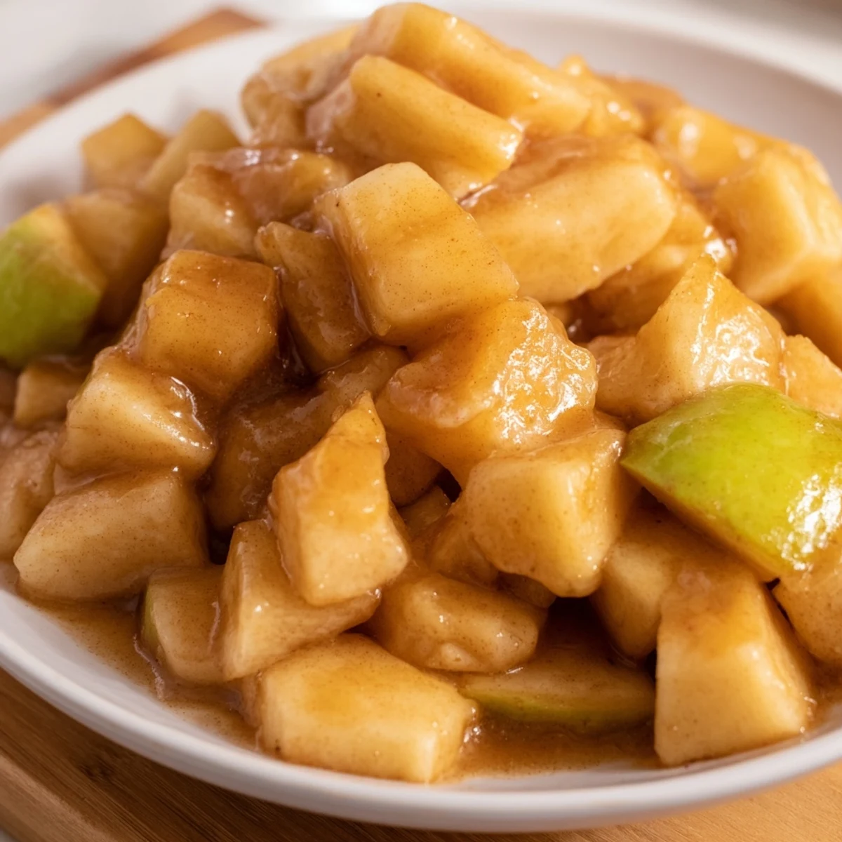Slow Cooker Stewed Apples, glistening with cinnamon and honey, ready to be enjoyed warm.
