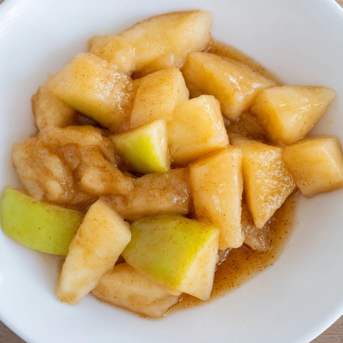Golden slow cooker stewed apples bubbling, perfect for topping oatmeal or enjoying as a dessert.