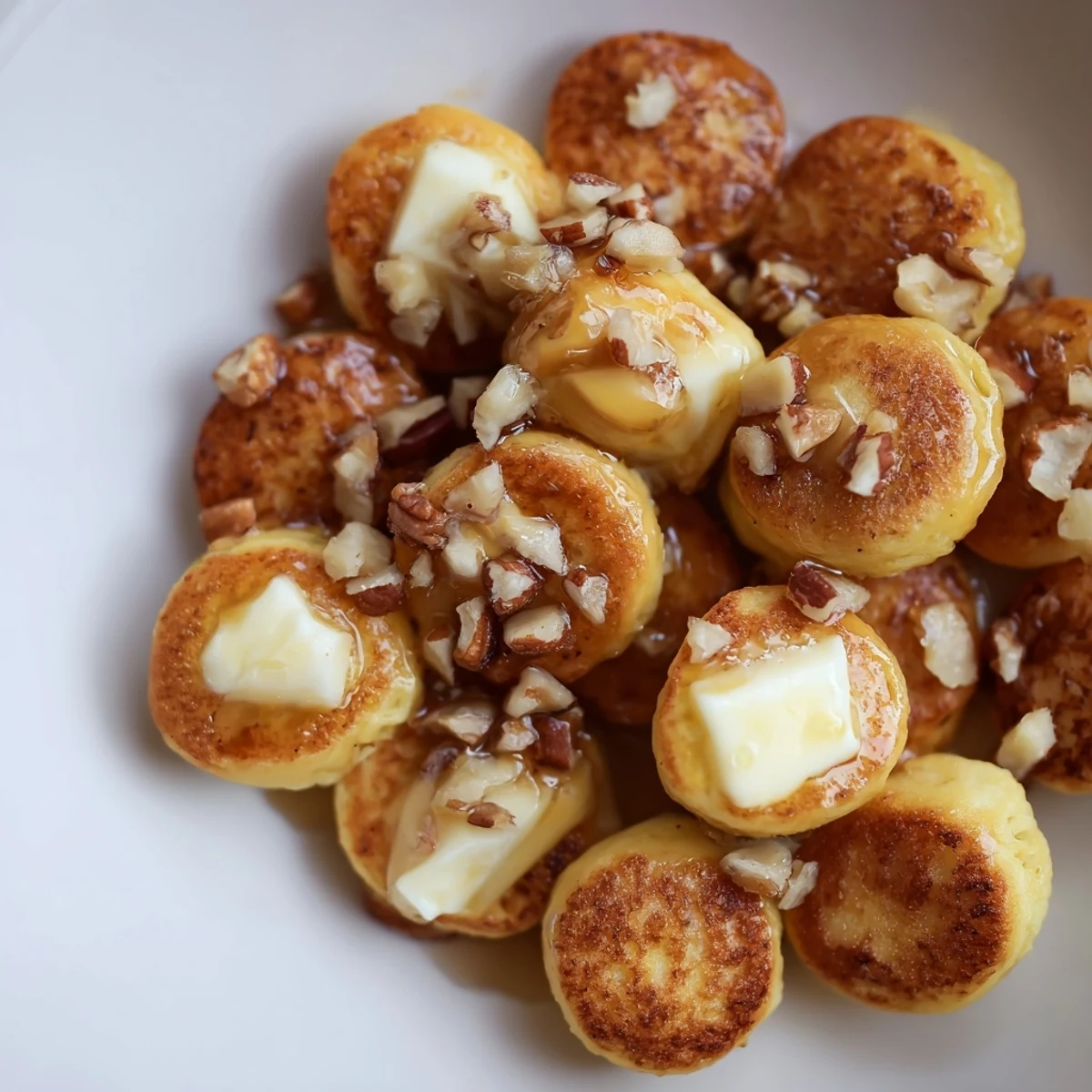 Golden brown Pancake Brie Bites offer a delightful blend of sweet and savory textures.