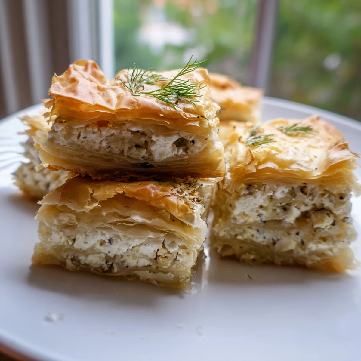 Golden, flaky Bulgarian Banitsa, a savory pastry, filled with creamy feta and baked beautifully.