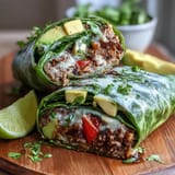 Colorful turkey taco lettuce wraps with diced tomatoes, bell peppers, and avocado, perfect for a light and satisfying meal.  