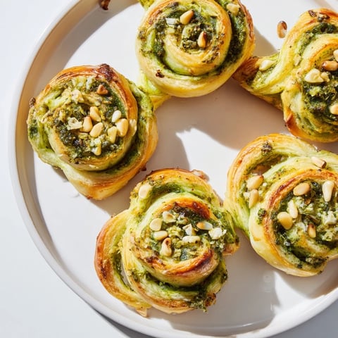 Golden, flaky Savory Bites: Star-Shaped Pesto Pinwheels, ready to serve, with fragrant basil and Parmesan topping.