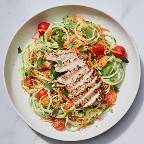 Grilled chicken and crisp cucumber showcase the fresh, vibrant flavors of the protein cucumber salad.