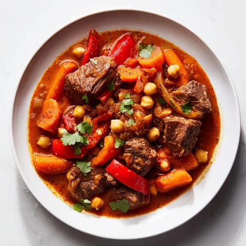 Steaming Instant Pot Middle Eastern Lamb Stew, a hearty dish with tender lamb and rich spices.