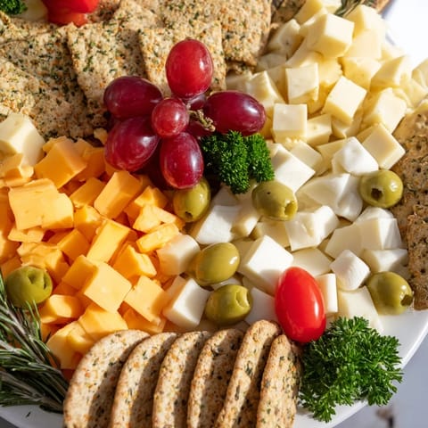 This colorful Jingle Bell Cheese & Cracker Wreath is a delicious appetizer; imagine crackers nestled with cheese.