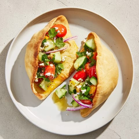 A savory board of Mediterranean delights: enjoy the mini pita pockets with various hummus.