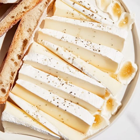 A beautiful display of French Bistro cheese platter, showcasing Brie, Comté, and Chèvre with figs.
