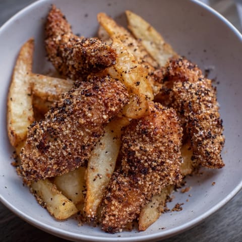 Deliciously crunchy onion chip chicken tenders, boasting a vibrant golden crust, perfect for dinner tonight.