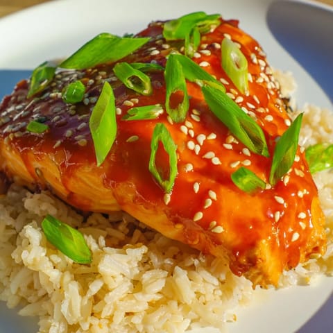 Sticky Orange Salmon Rice
