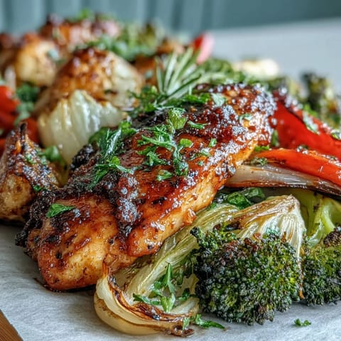 Healthy 5-Ingredient Sheet Pan Chicken and Veggies - tender chicken and vibrant roasted vegetables on a single pan, perfect for quick dinners.