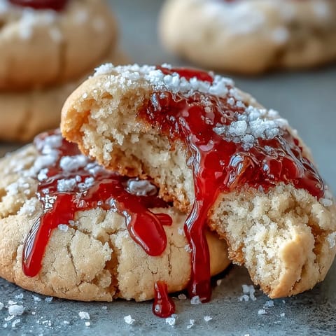 Soft and buttery sugar cookies decorated with chilling red icing blood for a Halloween treat.  