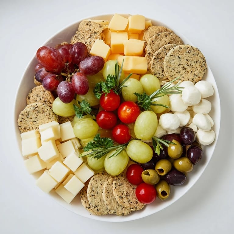 A delightful assortment of cheeses and crackers form this elegant Jingle Bell Cheese & Cracker Wreath, perfect for sharing.