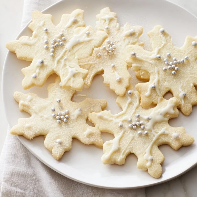 Homemade Winter Snowflake Platter cookies, a beautiful arrangement ready for holiday dessert enjoyment.