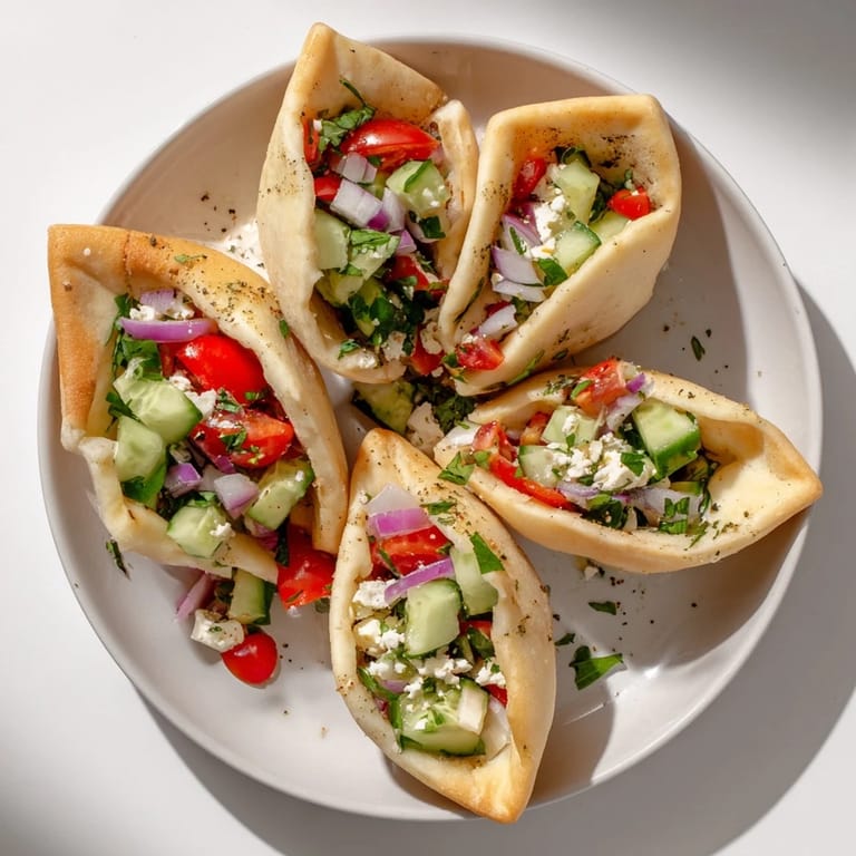 Close-up of a delicious savory board: fill the mini pita pockets with fresh toppings.