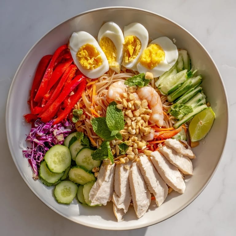 This Asian Fusion Noodle Bowl Board features colorful ingredients, ideal for sharing with friends and family.