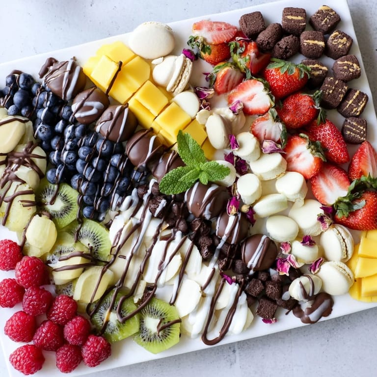 This decadent The Sweet Dessert Decadence includes fresh fruit and an elegant arrangement of sweet treats!