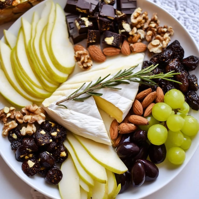 This Winter Solstice Board features a beautiful arrangement of cheeses, fruits, and nuts to enjoy.