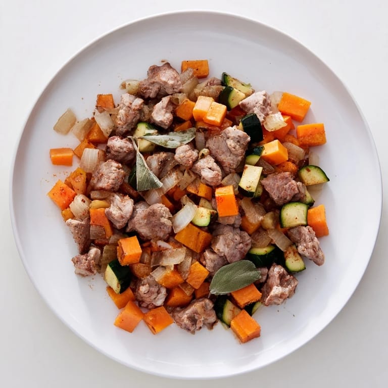 A comforting, flavorful Sweet Lamb Platter for baby, served with creamy mashed potatoes and enjoyed.