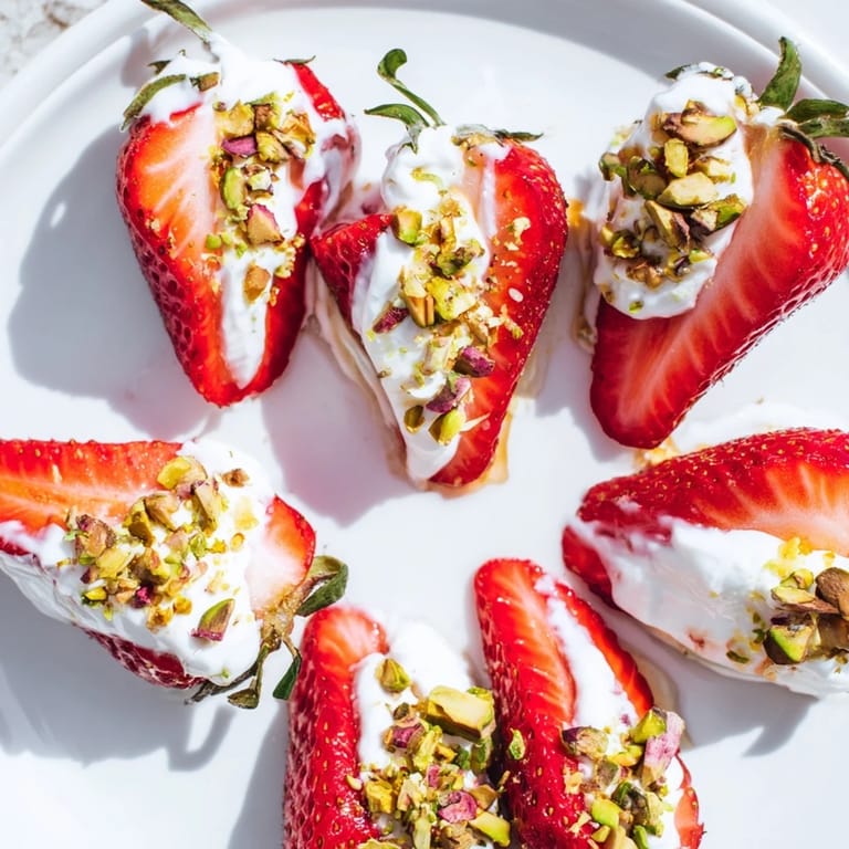 Enjoy these easy Yogurt Dipped Strawberry snacks, chilled and garnished with optional chopped nuts.