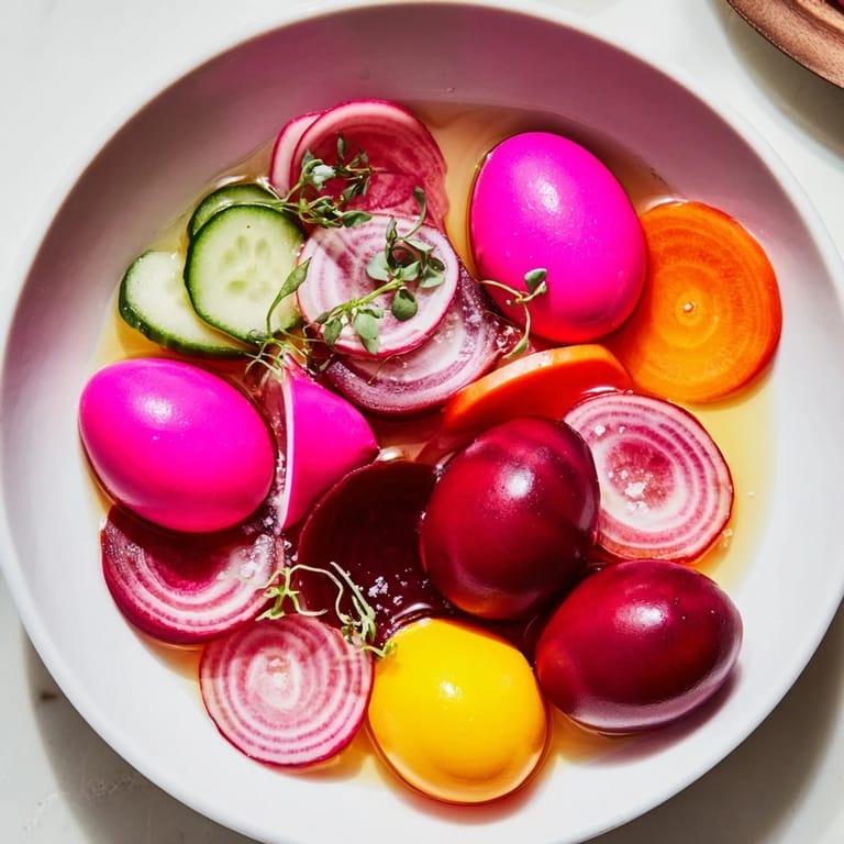 Appetizing The Neon Night recipe showcasing a black board overflowing with colorful pickled vegetables and fresh, ripe fruits.