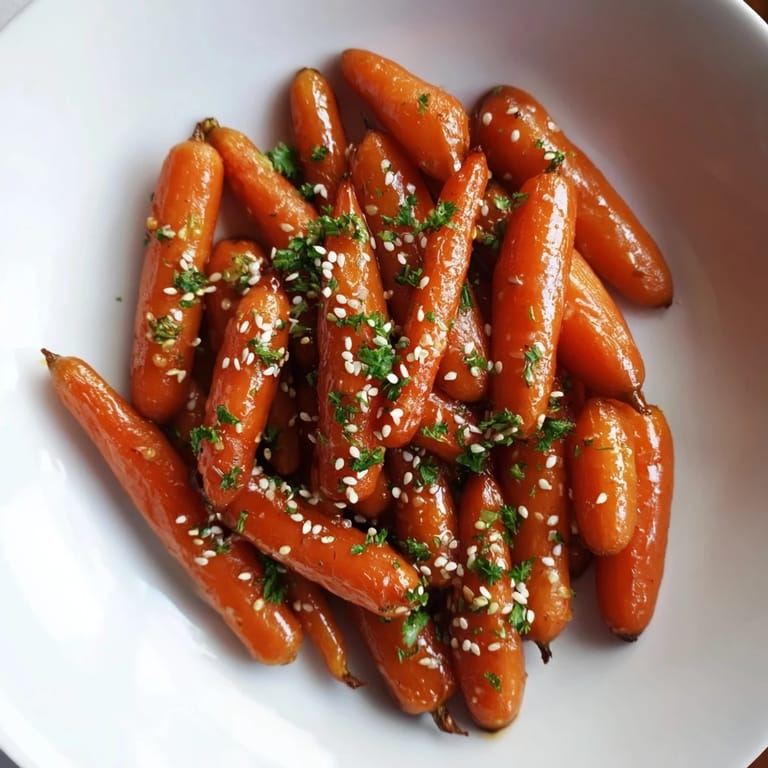 Tender, caramelized honey soy roasted carrots, a vibrant and flavorful side dish option.