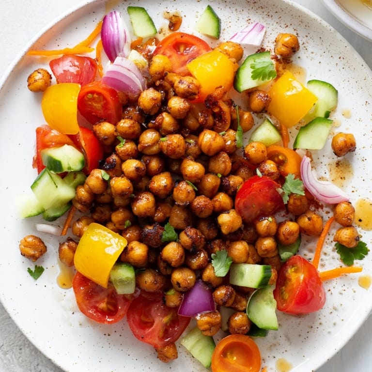 Enjoy this easy BBQ chickpea salad, combining flavors of sweet BBQ with crunchy, fresh veggies.