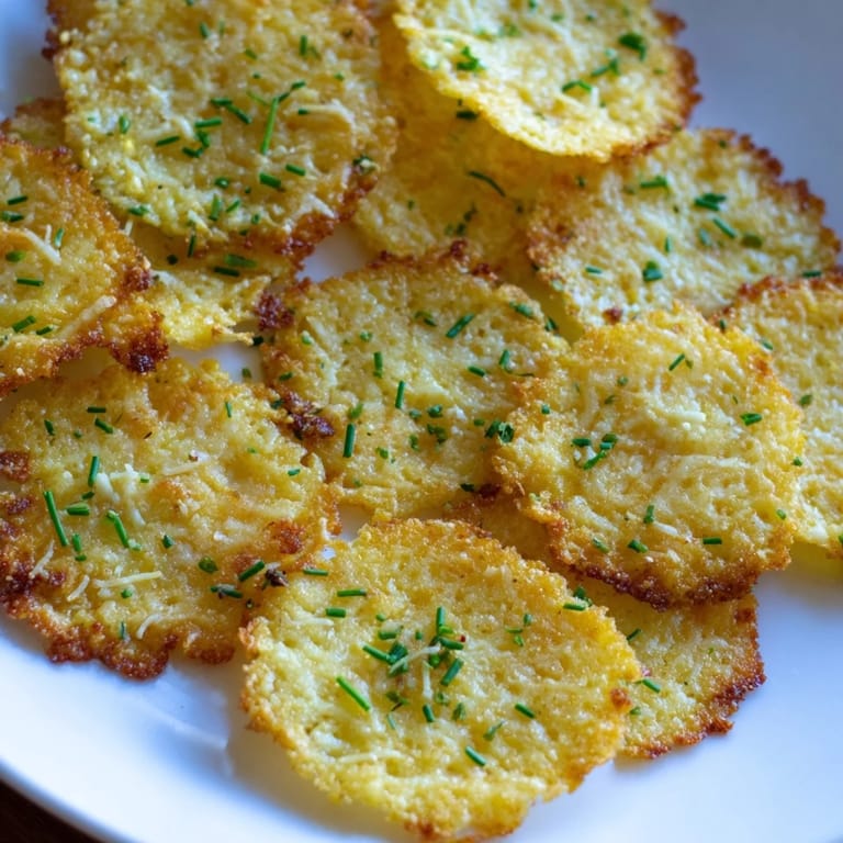 A close-up view of baked Crispy Cottage Cheese Chips, looking savory and seasoned with spices.