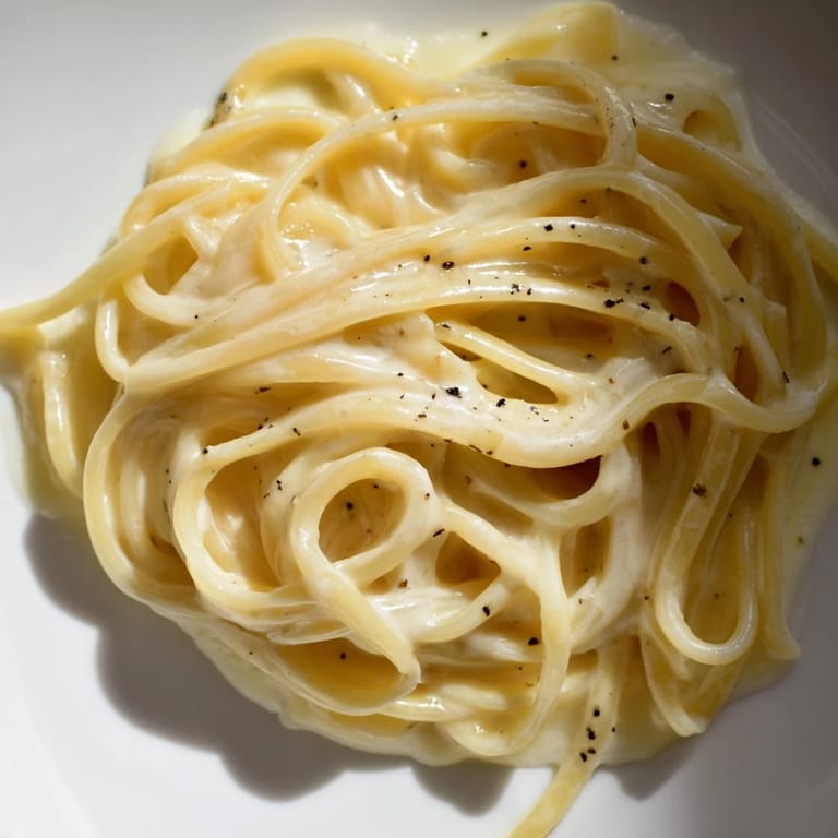 A steaming bowl of Lazy Girl Three-Ingredient Pasta, glistening with melted butter and Parmesan cheese.