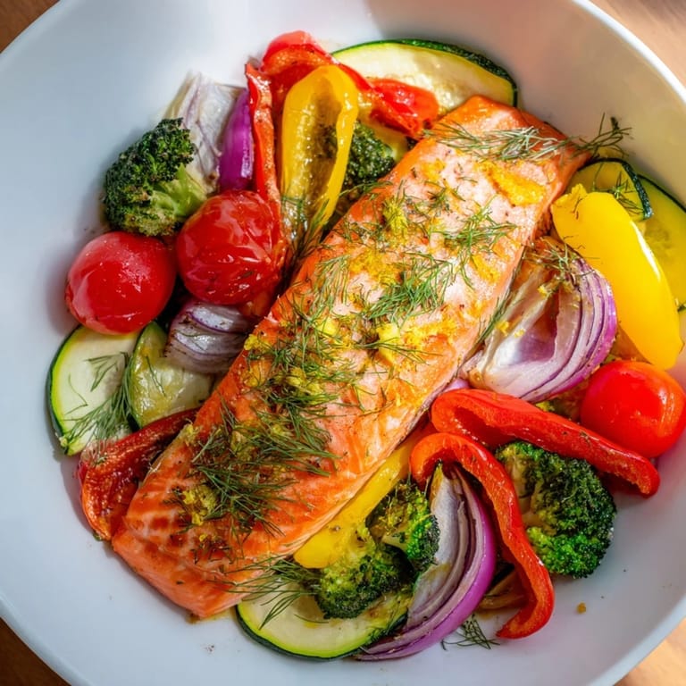 Picture a flavorful salmon sheet pan bake, perfectly seasoned and ready for serving tonight.