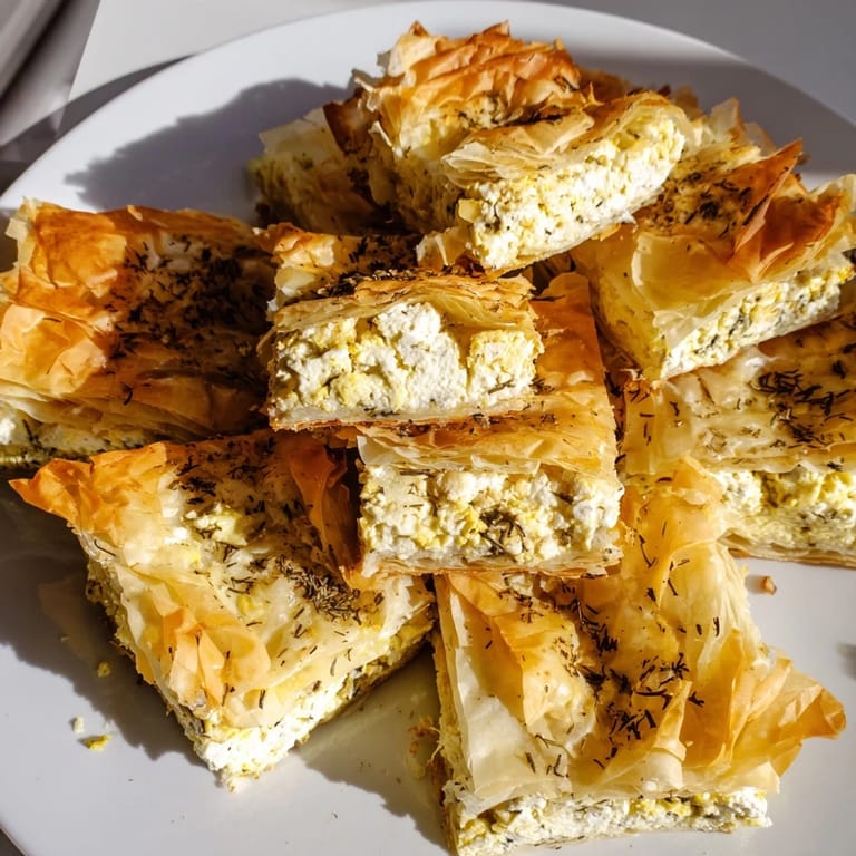 Fluffy and golden-brown Bulgarian Banitsa, a traditional Bulgarian savory pastry filled with cheese.