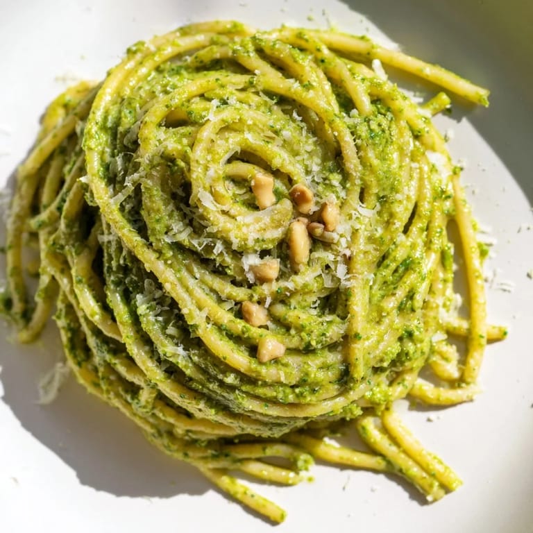 Golden toasted sunflower seeds and fresh basil blend into a rich, velvety sauce in this creamy sunflower seed pesto pasta.