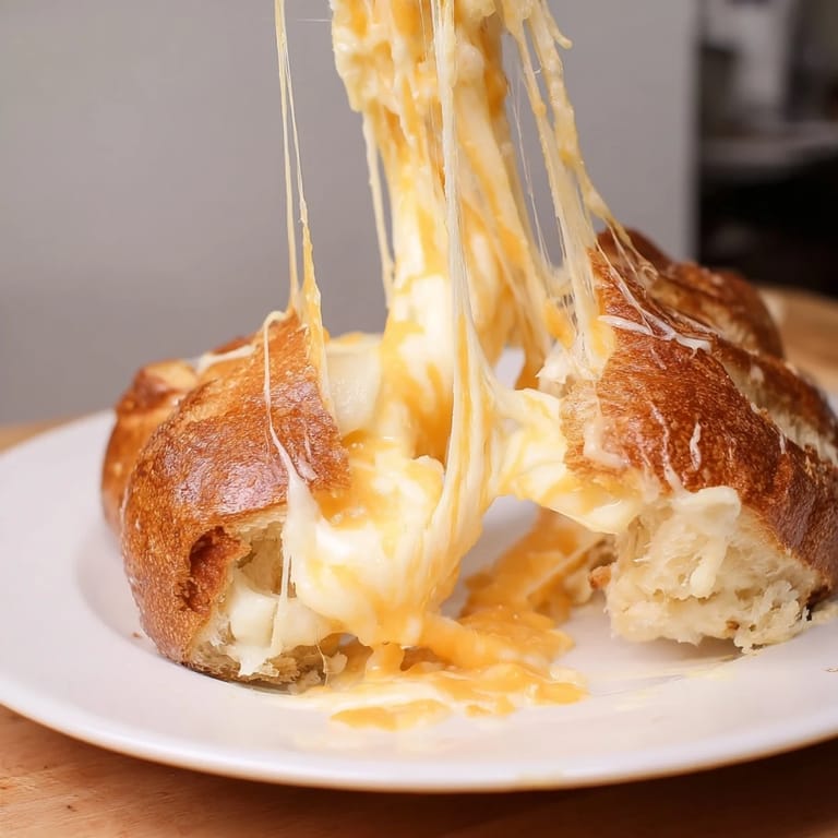 A Triple Cheese Sourdough Grilled Cheese sandwich is served hot and golden, perfect alongside a comforting bowl of creamy tomato soup.  