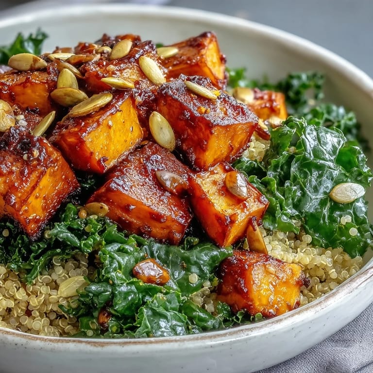 Fresh baby spinach wilts gently under roasted vegetables and quinoa in this comforting Warm Salad Bowl, finished with crumbled feta and toasted pumpkin seeds for texture.