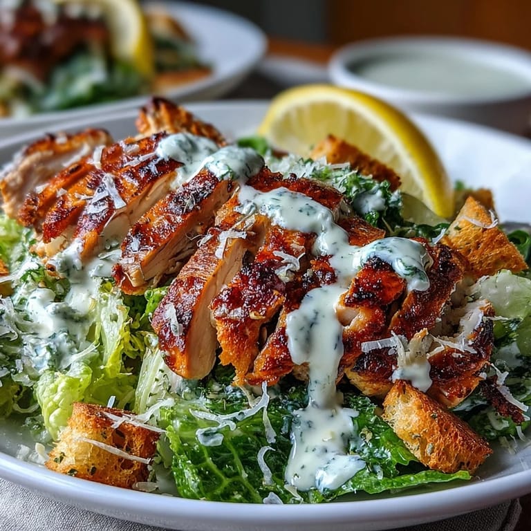 This Caesar Chicken Bowl combines tender grilled chicken, crisp romaine lettuce, crunchy croutons, and parmesan, all tossed in a rich, homemade Caesar dressing.