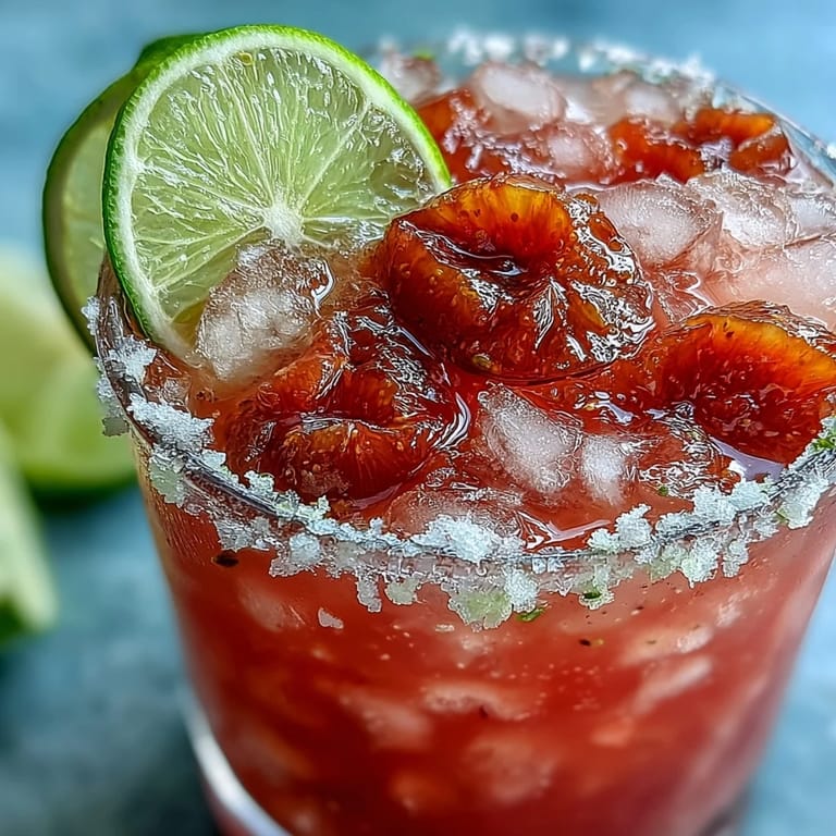 Two glasses of the Best Guava Margarita with Tajín rims, fresh guava wedges, and a tropical, pink-hued cocktail inside.