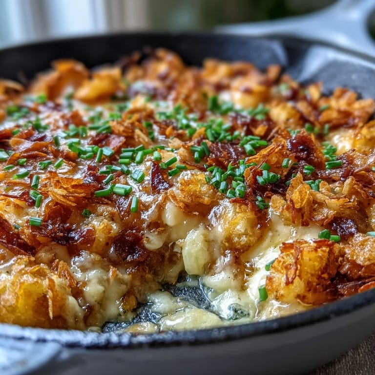 Hearty breakfast skillet loaded with savory ham, melted cheddar, and crunchy cornflake crust — a comforting dish for weekend brunch.