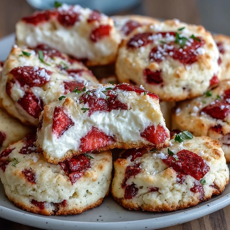 Creamy cottage cheese strawberry shortcake cookies, bursting with juicy berries and baked to a light golden finish.