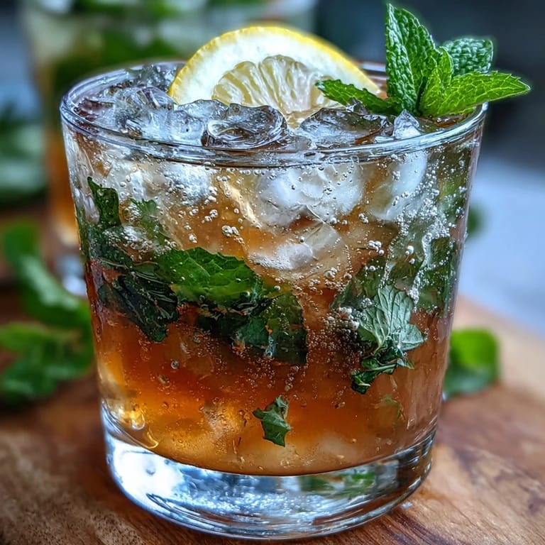 Kentucky Derby mini mint julep mocktails featuring crushed ice, homemade mint syrup, and sparkling ginger ale for a festive, non-alcoholic sip.