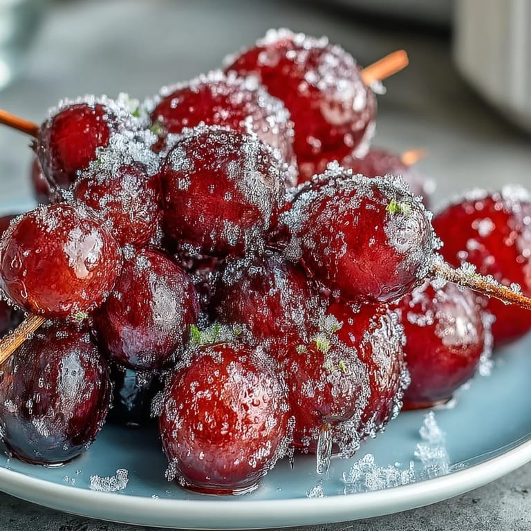 Zesty lime sugar coats juicy grapes threaded onto skewers, creating a vibrant, sweet-tart treat perfect for hot days and easy snacking.