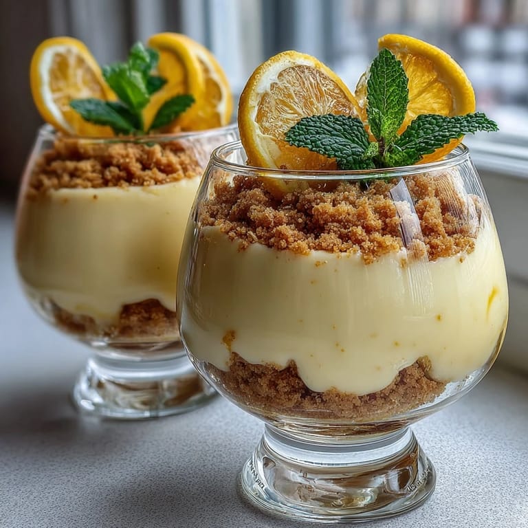 Creamy lemon mousse with golden shortbread crumble base, a delightful combination of textures perfect for Easter or Mother's Day gatherings.