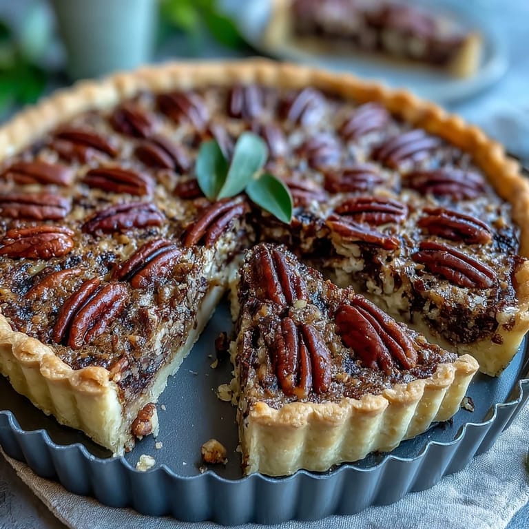 Decadent Southern-style Kentucky Derby Chocolate Pecan Tart featuring buttery pastry crust and a glossy chocolate-pecan topping, perfect for race day celebrations.
